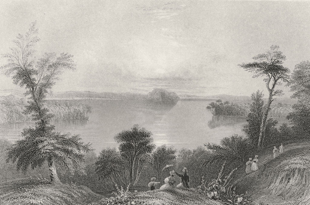Saratoga Lake, New York. WH BARTLETT 1840 old antique vintage print picture